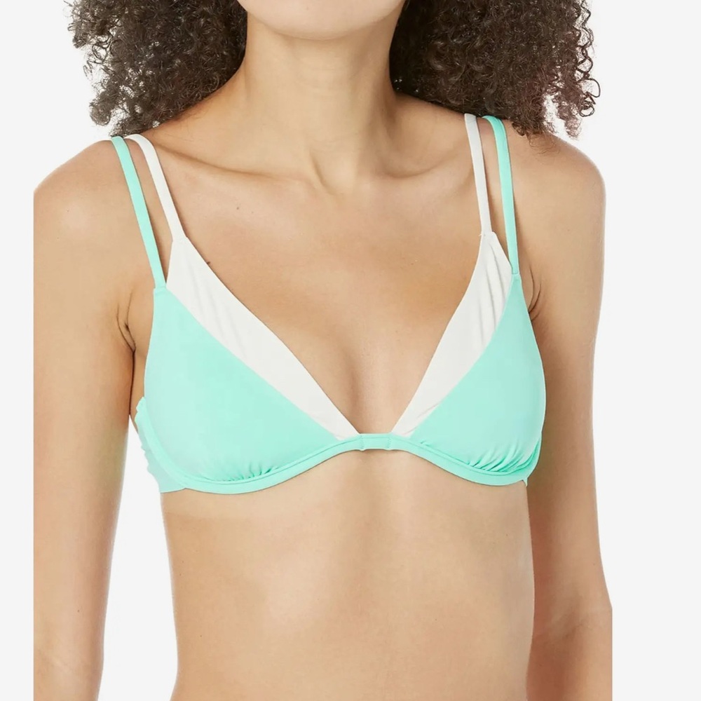 L space fused zendaya top in teal and white XL nwt